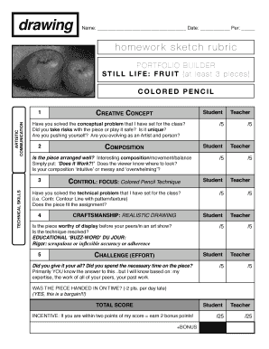 Art Homework Rubric