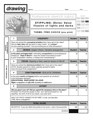 Homework Sketch Rubric