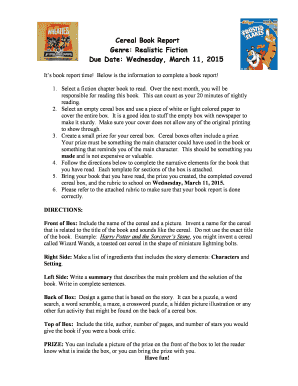 Cereal Box Book Report