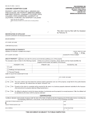 California Lessors' Exemption Claim Form