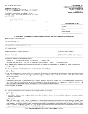 California Church Exemption Form