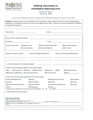 Bullying Harassment Intimidation Reporting Form