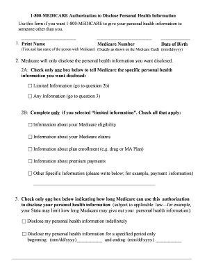 1-800-MEDICARE Authorization to Disclose Personal Health Information