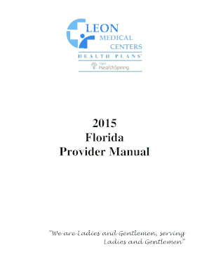 Acknowledgement of Receipt of Leon Medical Centers Health Plans Provider Manual