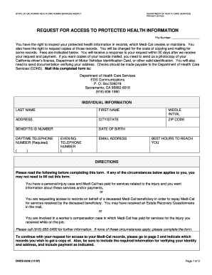 California Medi-Cal Health Records Access Request