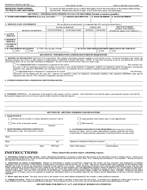 Standard Form 180 Request for Military Records