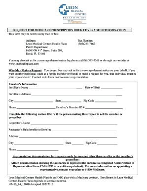 Medicare Prescription Drug Coverage Determination Form