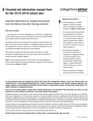 Indiana CollegeChoice Advisor 529 Savings Plan Financial Aid Form