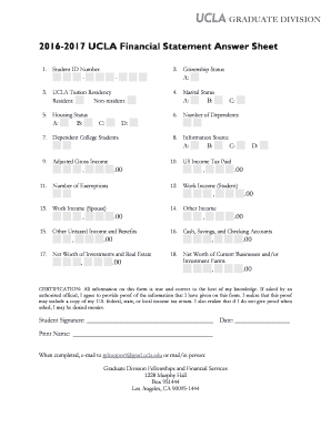 UCLA Financial Statement Answer Sheet