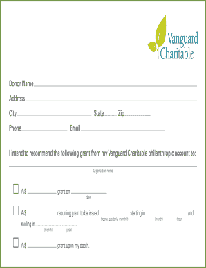 Vanguard Charitable Grant Recommendation Form