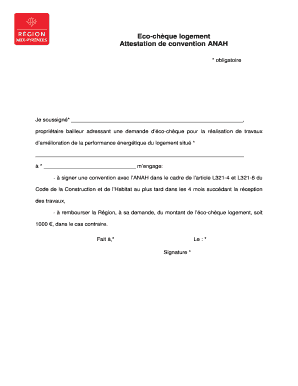 Attestation de convention ANAH
