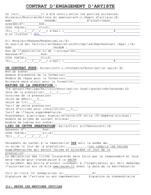 Contrat d'engagement d'artiste