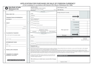 Application for Purchase or Sale of Foreign Currency
