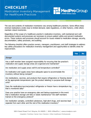 Checklist Medication Inventory Management for Healthcare Practices