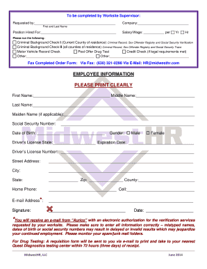 Employee Background Check Request Form