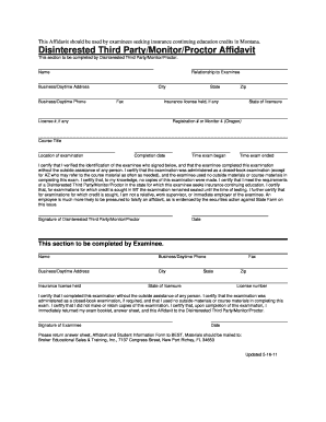 Montana Insurance Continuing Education Affidavit