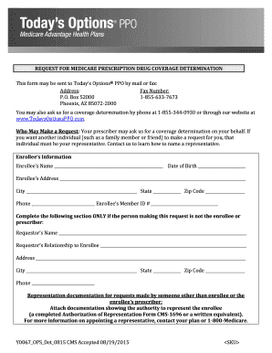 Medicare Prescription Drug Coverage Determination Request
