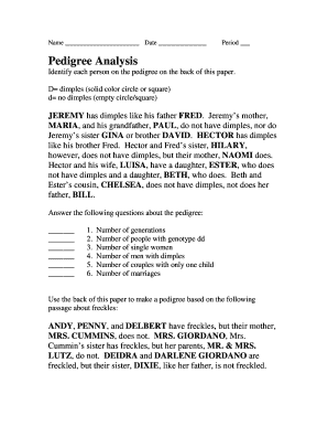 Pedigree Analysis Form