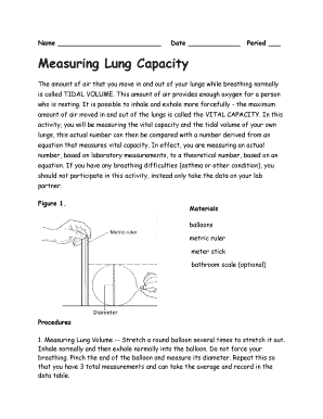 Measuring Lung Capacity Lab Activity
