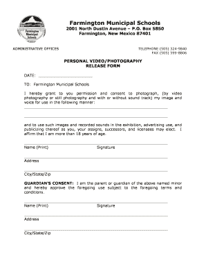 Personal Video/Photography Release Form