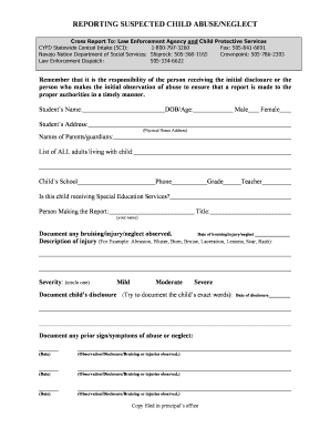 Child Abuse Neglect Report Form