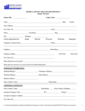 Medina County Health Department Dental Intake Form