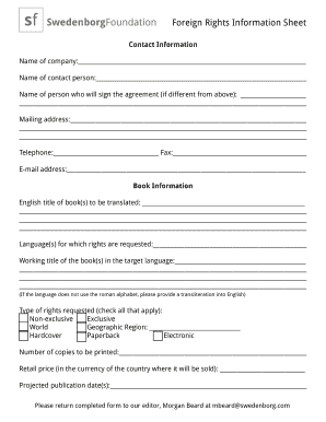Foreign Rights Information Sheet