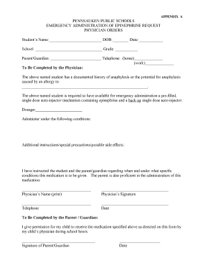 Emergency Administration of Epinephrine Request