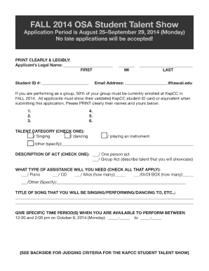 KapCC Student Talent Show Application