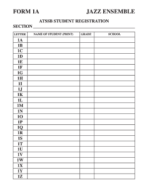ATSSB Student Registration Form for Jazz Ensemble