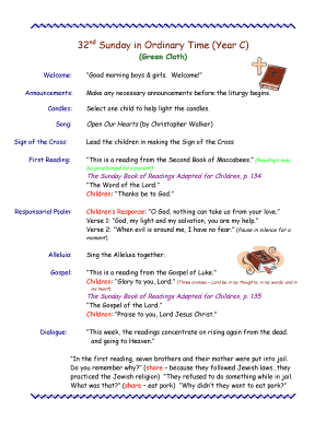 32nd Sunday in Ordinary Time (Year C) Children's Liturgy
