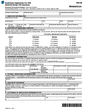 VRS-39 Optional Group Life Insurance Application
