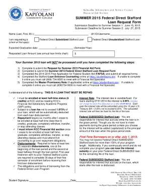 Federal Direct Stafford Loan Request Form