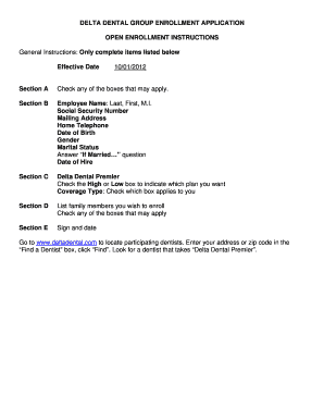 Delta Dental Group Enrollment Application