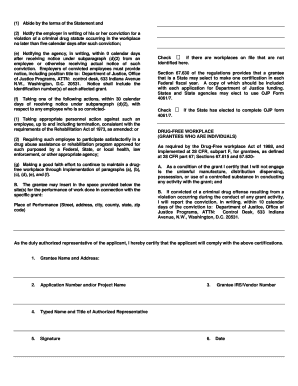 Drug-Free Workplace Certification Form