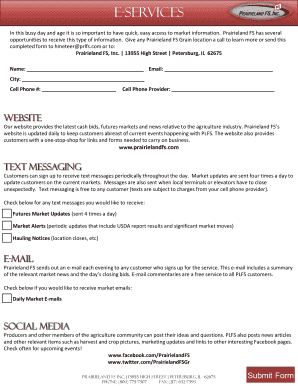 Prairieland FS Market Information Request Form