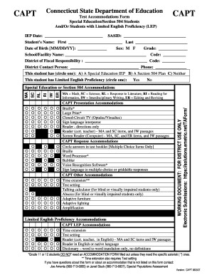 CAPT Test Accommodations Form