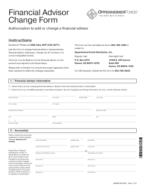 Financial Advisor Change Form