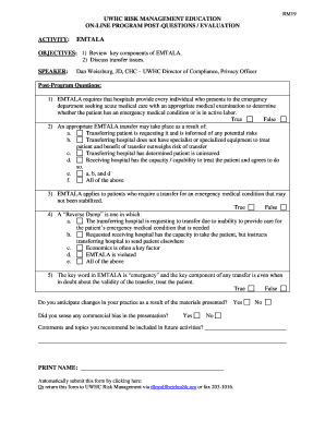 EMTALA Post-Program Evaluation Form
