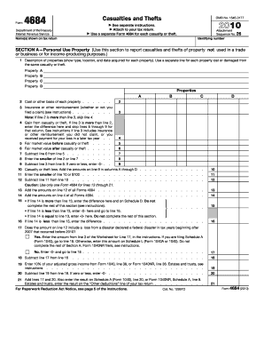 IRS Form 4684 Casualties and Thefts