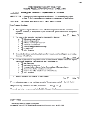 Hand Hygiene Evaluation Form
