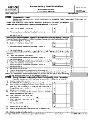 IRS Form 8582-CR Passive Activity Credit Limitations
