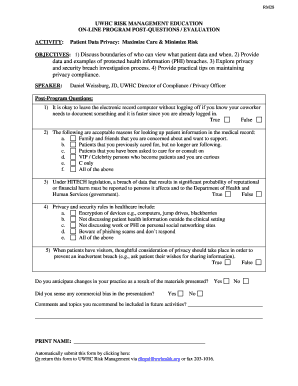 Patient Data Privacy Post-Program Evaluation