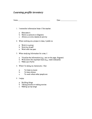 Learning Profile Inventory