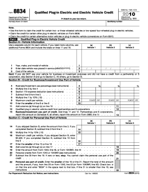 Form 8834 Qualified Plug-in Electric Vehicle Credit