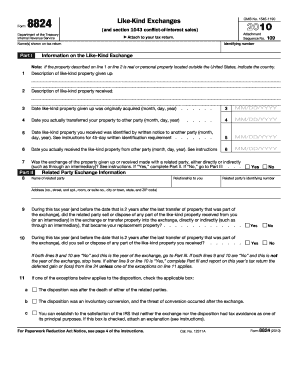 IRS Form 8824 Like-Kind Exchange