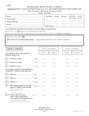Miami-Dade County Public Schools Oral Language Proficiency Test