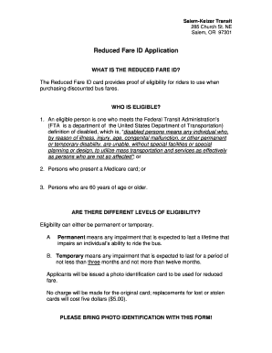 Reduced Fare ID Application