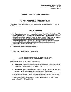 Special Citizen Program Application