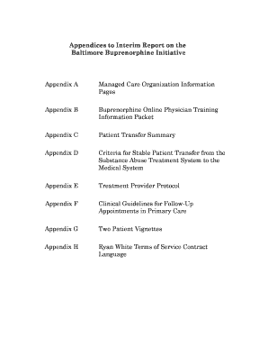 Baltimore Buprenorphine Initiative Managed Care Information